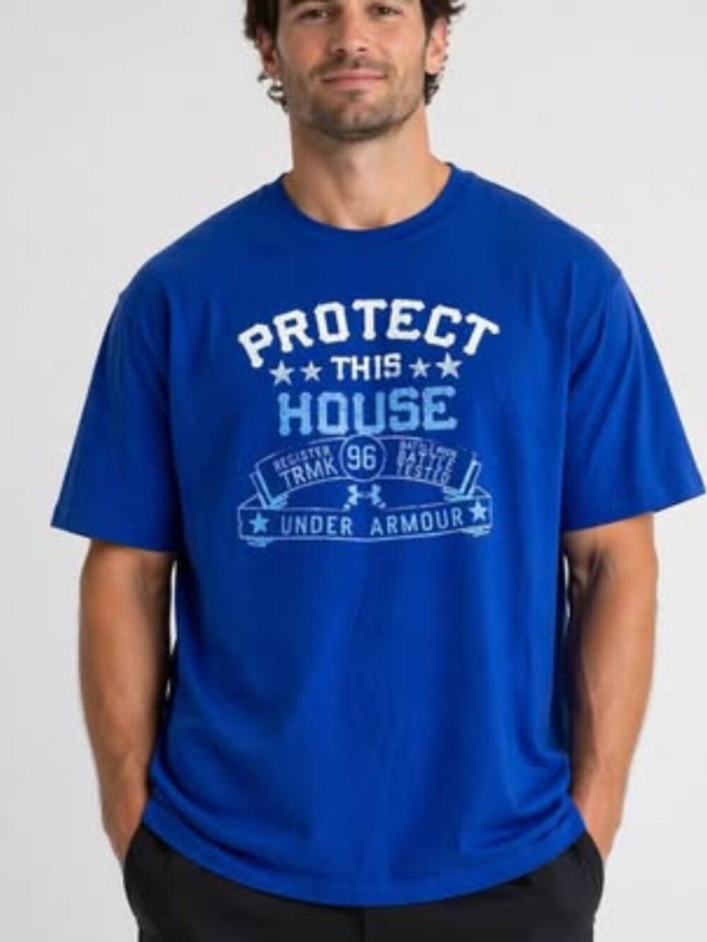 Under Armour Protect This House T-shirt Loose Fit Heatgear Mens XL Blue